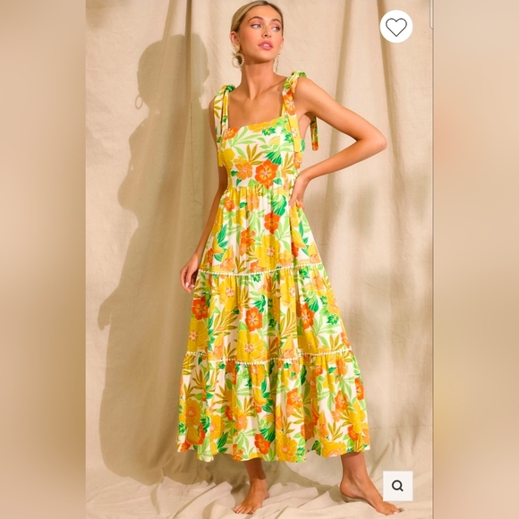 ❤️ FLYING TOMATO LINEN PORTOBAY MAXI DRESS, TROPICAL FLORAL PRINT, MEDIUM - Picture 3 of 16